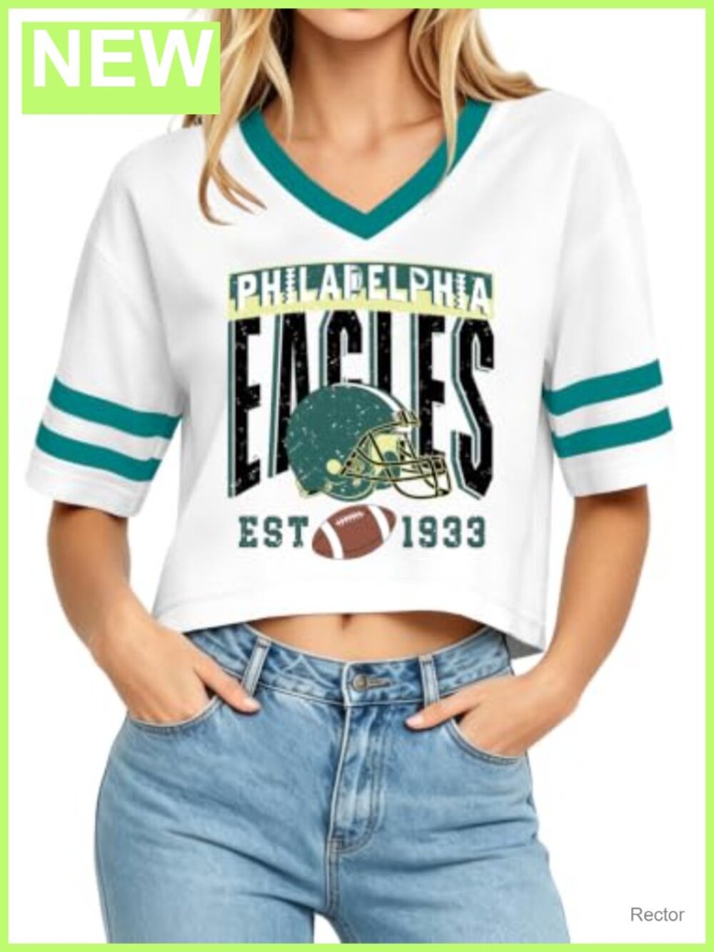 Football Crop Top Game Day V Neck Short Sleeve Graphic Tee